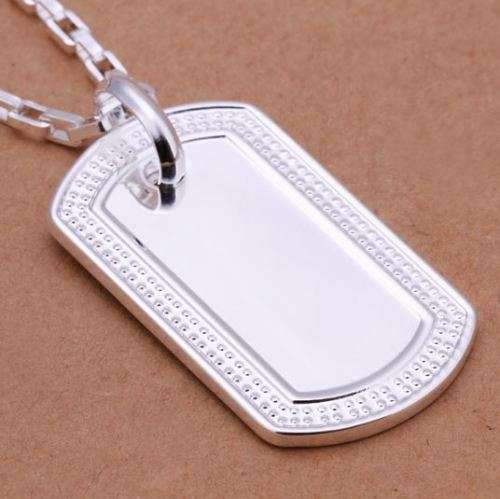 Stainless Steel Silver Chain With Dog Tag Pendant in Gift Box - Engrave Your Own Message
