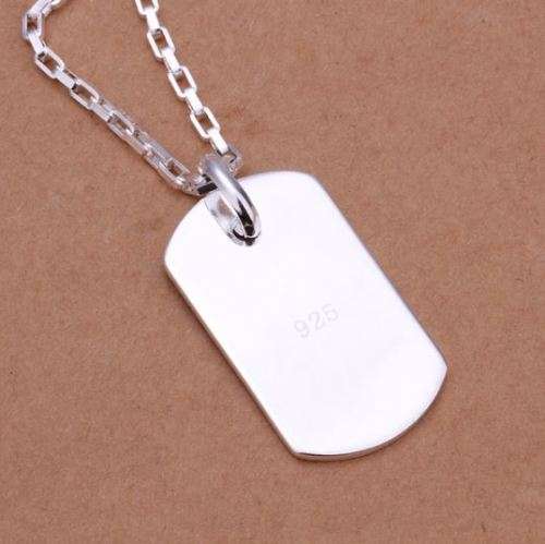 Stainless Steel Silver Chain With Dog Tag Pendant in Gift Box - Engrave Your Own Message