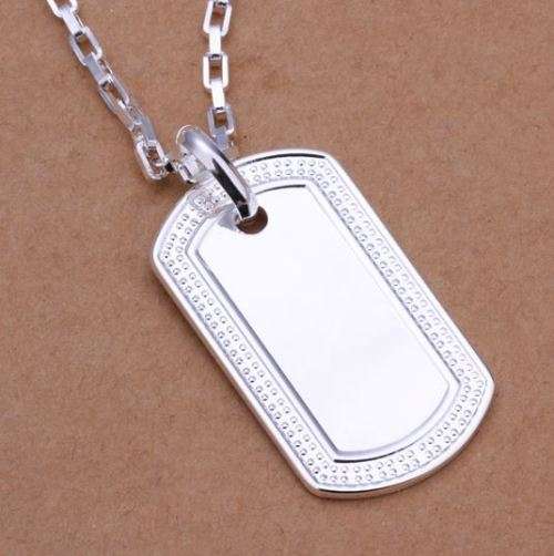 Stainless Steel Silver Chain With Dog Tag Pendant in Gift Box - Engrave Your Own Message