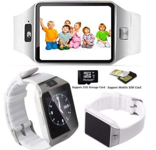 Smart Watch Phone -  SIM CARD, Bluetooth, Camera, Sleep Monitor, SD Card, MP3 etc. - White