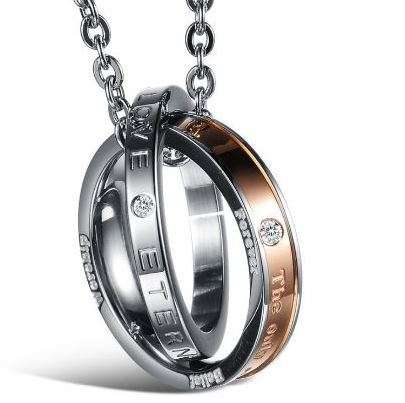 Elegant 316L Stainless Steel Eternal Love Diamante Link Chain Necklace for Men in Gift Box