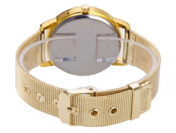 Elegant Ladies Golden Crystal Stainless Steel Mesh Band Analog Quartz Wrist Watch in Gift Box
