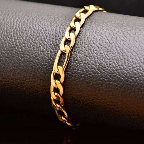 Elegant Men's 6mm Golden Stainless Steel Link Chain Bracelet in Complimentary Gift Box