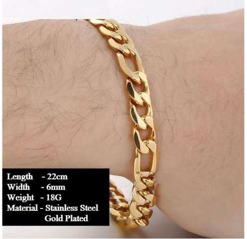 Elegant Men's 6mm Golden Stainless Steel Link Chain Bracelet in Complimentary Gift Box
