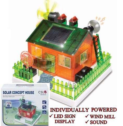 Educational Learn While Building Your Own Solar Powered House - LED Sign Display, Sound, Windmill