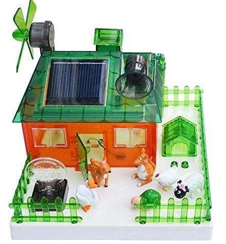 Educational Learn While Building Your Own Solar Powered House - LED Sign Display, Sound, Windmill