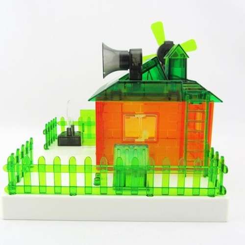 Educational Learn While Building Your Own Solar Powered House - LED Sign Display, Sound, Windmill