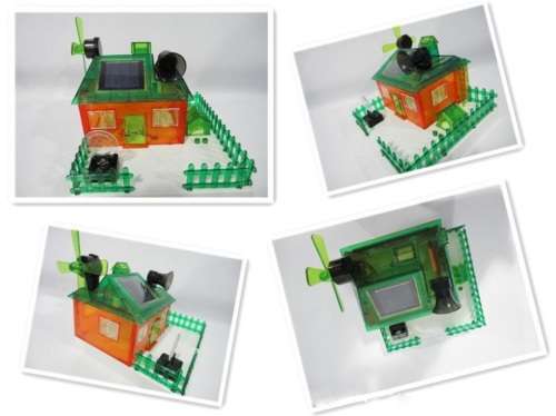 Educational Learn While Building Your Own Solar Powered House - LED Sign Display, Sound, Windmill