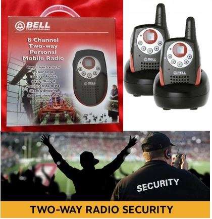 2 Piece BELL 8 Channel 2 Way Hand Radio Set, 5km Range, LED Torch, PTT Function etc...