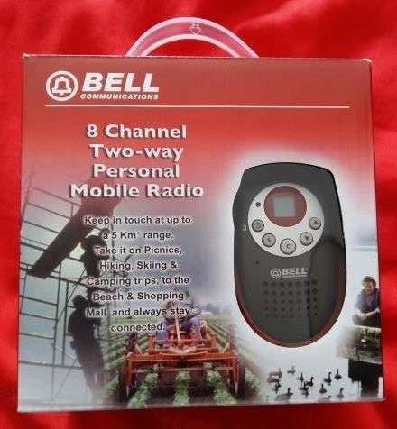 2 Piece BELL 8 Channel 2 Way Hand Radio Set, 5km Range, LED Torch, PTT Function etc...
