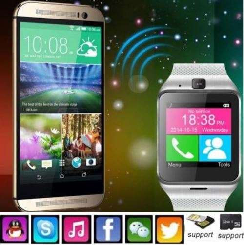 Smart Watch Phone -  SIM CARD, Bluetooth, Camera, Sleep Monitor, SD Card, MP3 etc. - Silver