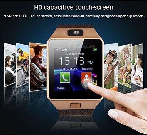 Smartwatch Phone, SIM, Bluetooth, Camera, Sleep Monitor, SD Card, MP3, Gold - FREE SCREEN PROTECTOR