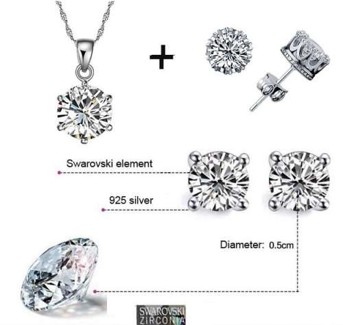 Exquisite 925 Sterling Silver Twisted Chain Cubic Zirconia Jewelry Set in Complimentary Gift Box