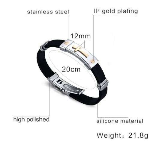 Elegant Stainless Steel & Silicone Men's Bracelet With Steel Spring Clasp in Complimentary Gift Box