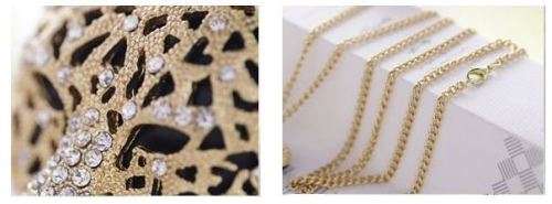 Elegant Gold / Silver Leopard Head Chain Necklace With Austrian Crystals in Complimentary Gift Box