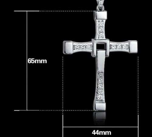 Fast & Furious Men's Stainless Steel Chain With Crystal Cross Pendant in Complimentary Gift Box