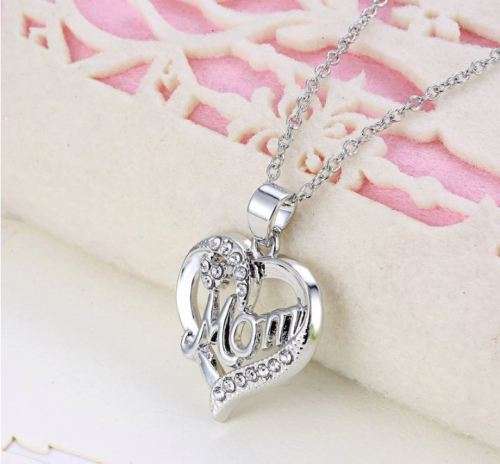 Elegant Jewelry Set With Rhinestone Mom Pendant in Complimentary Gift Box