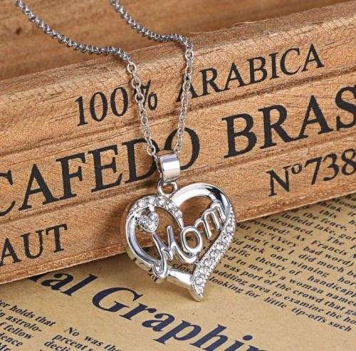 Elegant Jewelry Set With Rhinestone Mom Pendant in Complimentary Gift Box