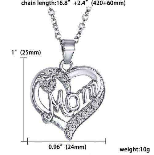 Elegant Jewelry Set With Rhinestone Mom Pendant in Complimentary Gift Box