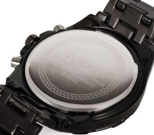 Elegant CURREN Military Mens Quartz Wrist Watch With Stainless Steel Strap - Black and Gold