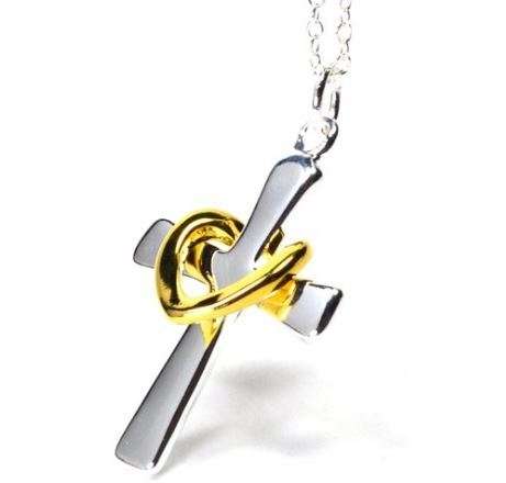 Exquisite Unisex Stainless Steel Silver Chain Necklace With Cross & Heart Pendant in Gift Box