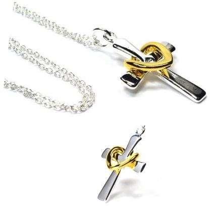 Exquisite Unisex Stainless Steel Silver Chain Necklace With Cross & Heart Pendant in Gift Box