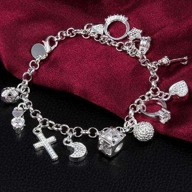 Exquisite Solid Silver Fill Charm Bracelet in Complimentary Gift Box