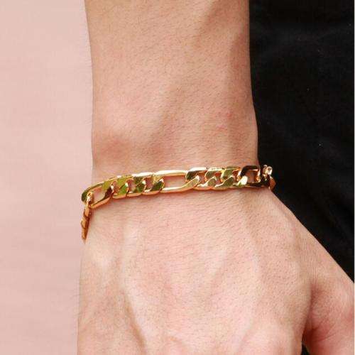 Elegant Men's 6mm Golden Stainless Steel Link Chain Bracelet in Complimentary Gift Box