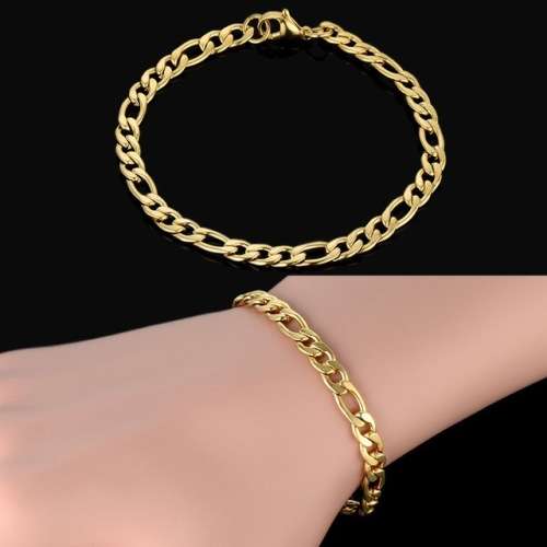 Elegant Men's 6mm Golden Stainless Steel Link Chain Bracelet in Complimentary Gift Box