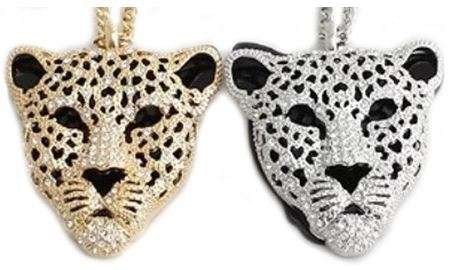 Elegant Gold / Silver Leopard Head Chain Necklace With Austrian Crystals in Complimentary Gift Box