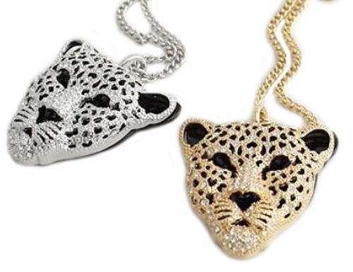 Elegant Gold / Silver Leopard Head Chain Necklace With Austrian Crystals in Complimentary Gift Box
