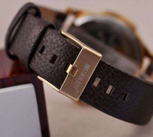 Elegant CURREN AUTO DATE Quartz Wrist Watch With Genuine Leather Strap