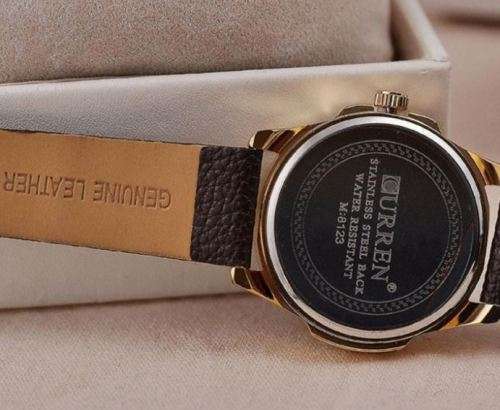 Elegant CURREN AUTO DATE Quartz Wrist Watch With Genuine Leather Strap