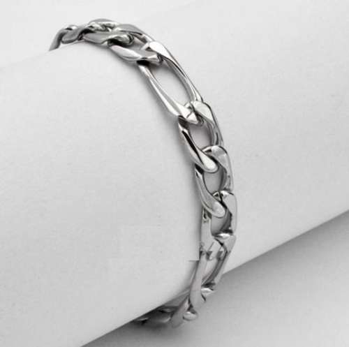 Elegant Men's 6mm Silver Stainless Steel Link Chain Bracelet in Complimentary Gift Box