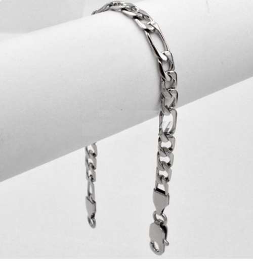 Elegant Men's 6mm Silver Stainless Steel Link Chain Bracelet in Complimentary Gift Box