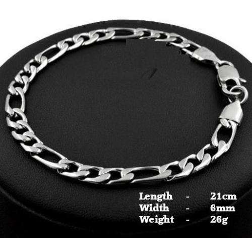 Elegant Men's 6mm Silver Stainless Steel Link Chain Bracelet in Complimentary Gift Box