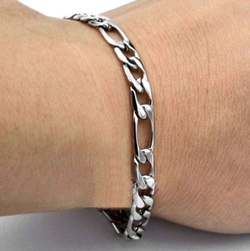 Elegant Men's 6mm Silver Stainless Steel Link Chain Bracelet in Complimentary Gift Box