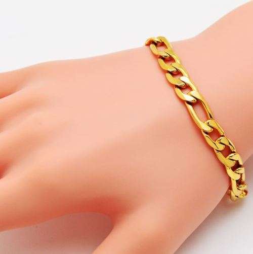 Elegant Men's 6mm Golden Stainless Steel Link Chain Bracelet in Complimentary Gift Box