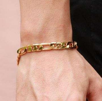 Elegant Men's 6mm Golden Stainless Steel Link Chain Bracelet in Complimentary Gift Box