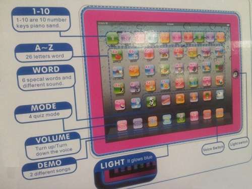 10.5" Intelligent Educational Tablet - Touch Screen, Colour Full Lights, Words, Numbers, Quiz, Songs