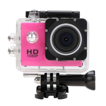 Full HD 1080P Sport Action Camera Camcoder, Waterproof, USB Cable, Car Charger, Full Set PINK