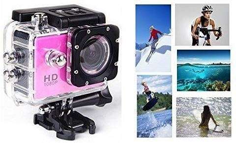 Full HD 1080P Sport Action Camera Camcoder, Waterproof, USB Cable, Car Charger, Full Set PINK