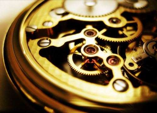 Trendy Men's Stainless Steel & Leather Skeleton Wrist Watch in Gold & Brown