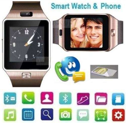 Smartwatch Phone, SIM, Bluetooth, Camera, Sleep Monitor, SD Card, MP3, Gold - FREE SCREEN PROTECTOR