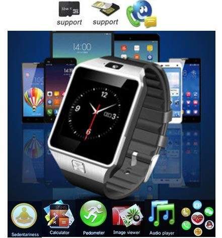 Smart Watch Phone -  SIM CARD, Bluetooth, Camera, Sleep Monitor, SD Card, MP3 etc. - Silver
