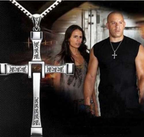 Fast & Furious Men's Stainless Steel Chain With Crystal Cross Pendant in Complimentary Gift Box