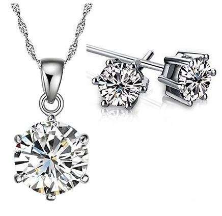 Exquisite 925 Sterling Silver Twisted Chain Cubic Zirconia Jewelry Set in Complimentary Gift Box