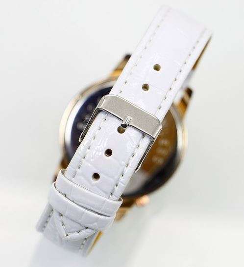 Elegant Rose Gold & Crystal Eiffel Tower Leather Quartz Wrist Watch