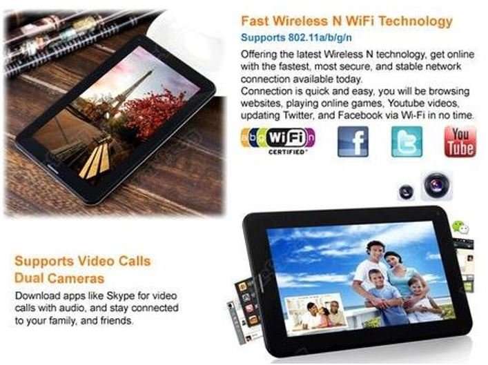 7" Android Smartphone Tablet, Wi-Fi, 3G, Dual Sim Cards, Dual Cameras, Touch Screen, GPS - GOLD