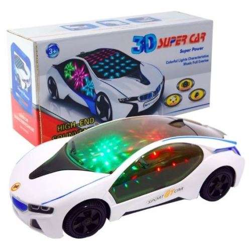 Electric 3D Bump-'n-Go Car with Four Transparent Colours & Music